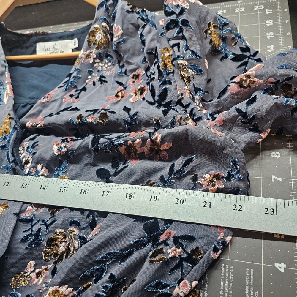 Apricot Lane Crushed Velvet Bodysuit Womens XL Blue Floral Glam Whimsygoth Fairy - Picture 11 of 13